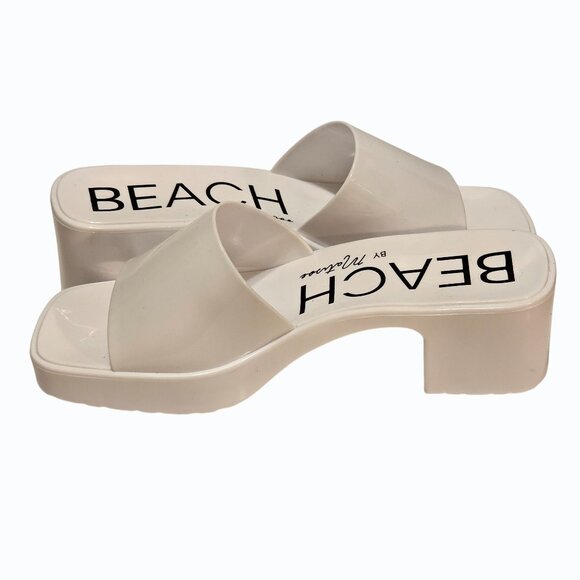 Matisse Beach White Wade Heeled Sandals Size 9M EUC 2.25" Heels - Picture 9 of 12